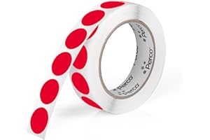 Perco Red 1-Inch Round Circle Dot Sticker Labels with Easy Peel Perforation - 1,000 Labels per Roll - Strong Adhesion, Vibrant Colors for Organizing, Crafting & More - Made in USA