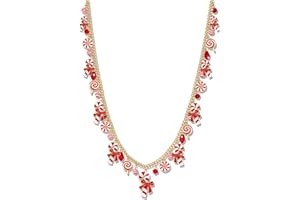 boderier Santa Candy Cane Necklace Christmas Necklaces for Women Long Candy Beaded Charm Necklace Pendant Santa Holiday Festi