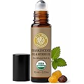 Silk Road Organic Frankincense Oil & Myrrh Essential Oil Roll On, USDA Certified, Body Aches, Stiffness & Tingling - 10 ml Aromatherapy Roller