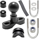 Anxingo Aluminum with Zinc Coated U-Bolt Mounting Base with 1 inch Ball for Rails from 0.5 Inch to 1.25 Inch in Diameter