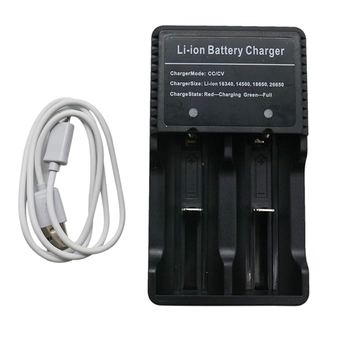 HUELE 1 Pcs Smart Li-ion Battery Charger with USB Charging Cable for 18650 26500 16340 14500 10440 AA AAA