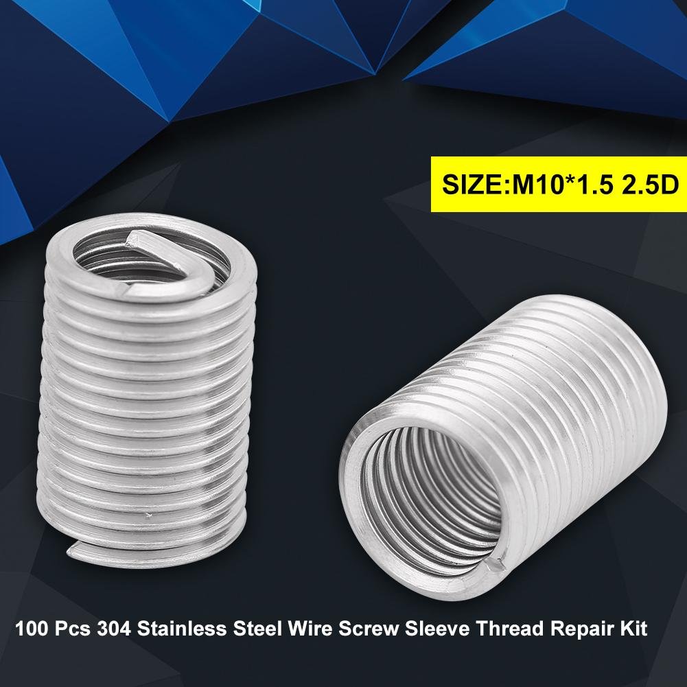 Thread Repair Kit, 100 Pcs 304 Stainless Steel Wire Screw Sleeve Thread Repair Kit M101.5 2.5D hex sockets Thread Repair Kit: Industrial & Scientific