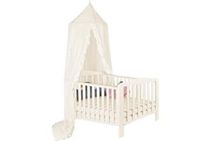 JIANGCHA Princess Bed Canopy for Girls - Crib Canopy for Bed - Mosquito Net for Bed, Kids Bed Canopy with Princess Room Decor for Girls Bedroom,Children's Reading Room Decor (Beige)