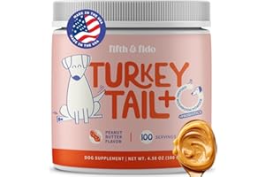 Fifth & Fido Turkey Tail Mushroom Powder for Dogs – Natural Probiotic Supplement – Dog Digestive Health & Immune Support – Peanut Butter Flavor