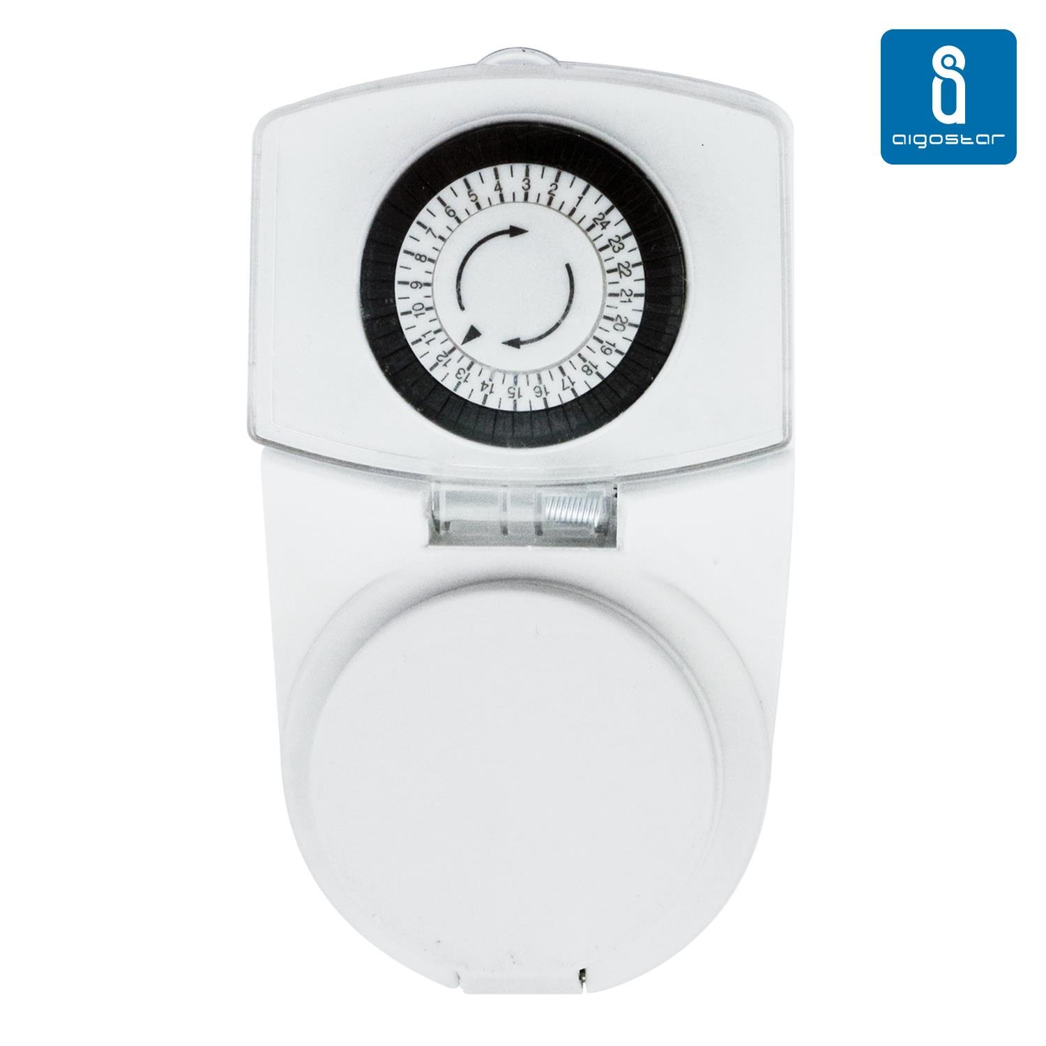 Aigostar Temporizador compacto eléctrico mecánico para exterior con funcionamiento horas