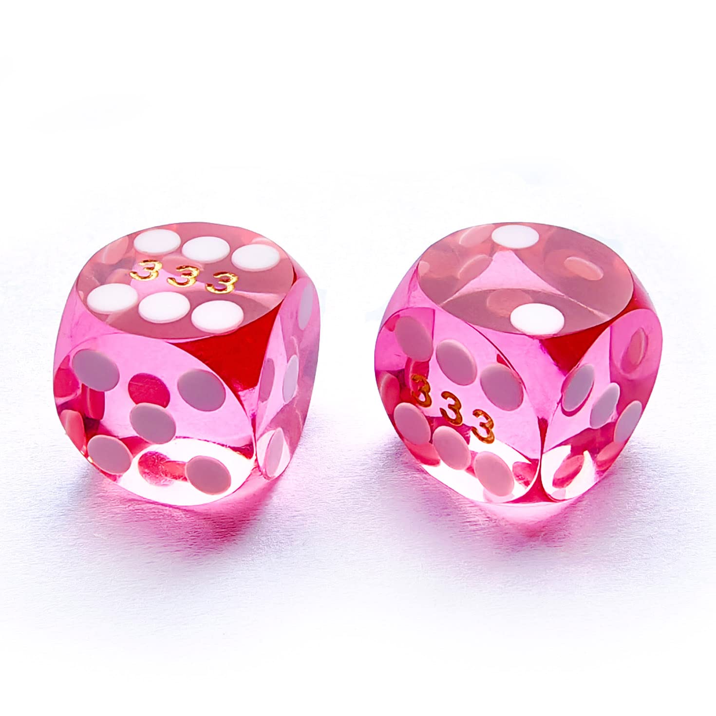 Bescon Professional Precision Dice Round Corner 9/16" (14.3mm) with Random Serial Number, Precision Cut Dice 14.3MM Gem Pink, 2pcs Set — image 1