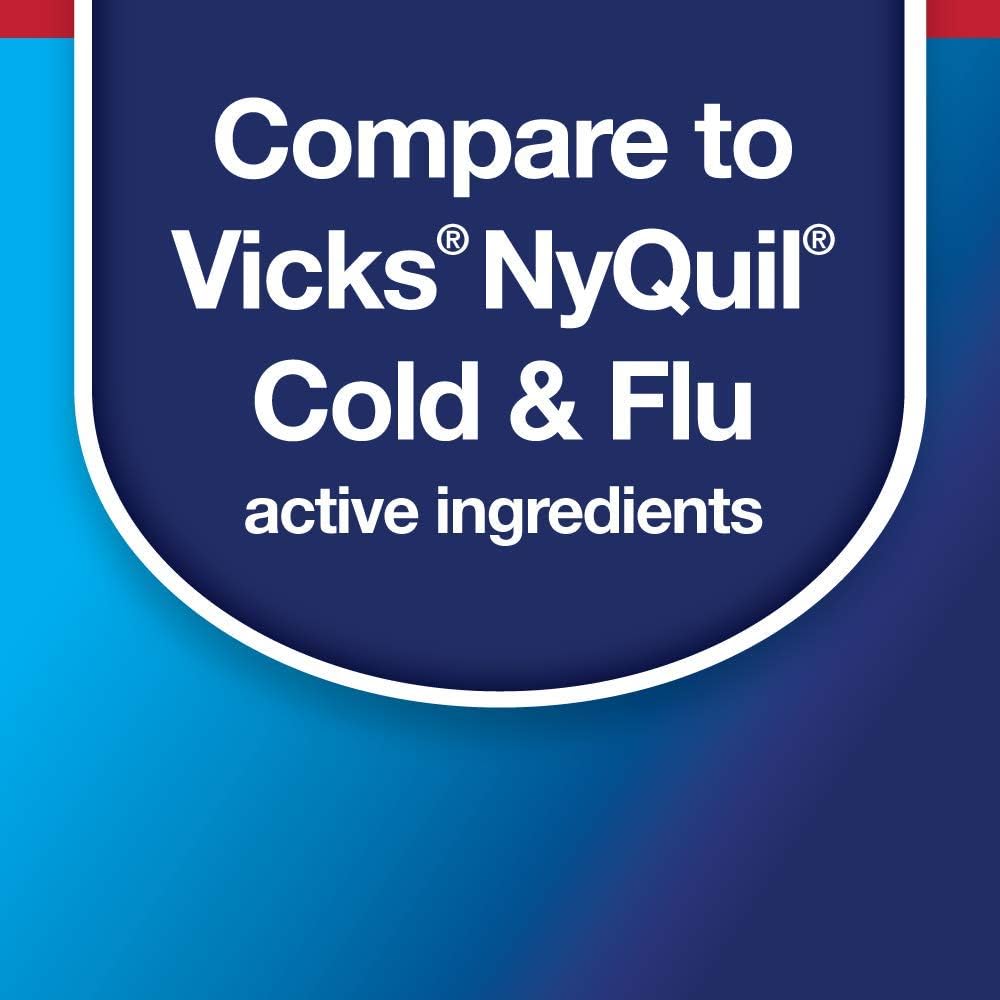 Basic Care Nighttime Cold & Flu Relief, Pain Reliever, Fever Reducer, Cough Suppressant, Antihistamine, Cherry Flavor, 12 Fluid Ounces: Health & Personal Care