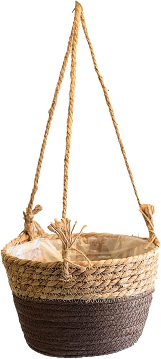 Woven Basket,Hanging Basket Straw Flower Suspension Hanging Basin
