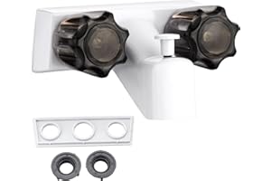 HANSENGROYI RV Shower Faucet, Dual-Handle Camper Shower Faucet, 4" RV Bathtub Faucet with Shower Diverter, RV Outdoor Shower for RV, Camper Van, Outside and Inside Bathroom Shower (White)