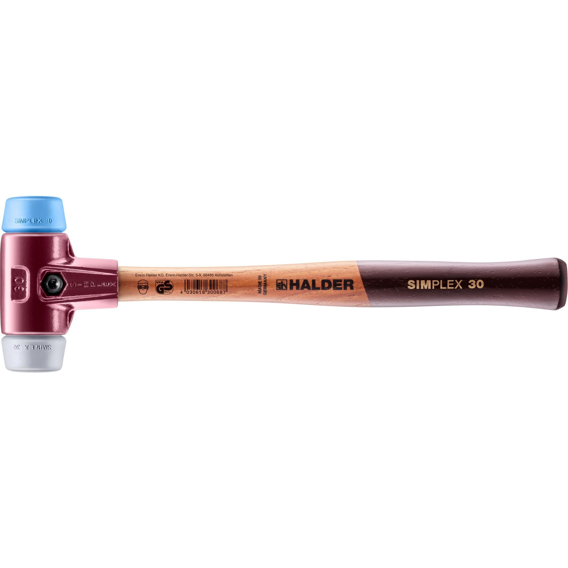 Halder 3013030 "Simplex Soft-Face TPE-Mid/TPE-Soft" Mallet, Multi-Colour, 30 mm