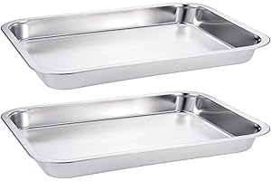Stainless Steel Baking Trays, 2Pcs Stackable Oven Pans for Grilling/20x14in