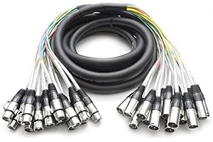 Seismic Audio - 16 Channel XLR Snake Cable - 15 Feet Long - Pro Audio Snake for Live Live, Recording, Studios, and Gigs - Patch, Amp, Mixer, Audio Interface 15'
