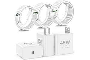45W iPhone 17 16 15 Pro Max Charger Fast Charging,3Pack USB C Fast Charger Block with Long 10/10/6FT C to C Cable for Apple 1