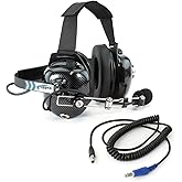 Rugged Radios Carbon Fiber Behind The Head Headset and Adaptor Cable for Intercoms – Features 5-Pin to Off Road Coil Cord and Volume Control Knob 3.5mm Input Jack
