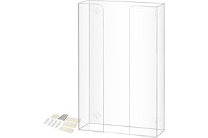 Storage Standard Triple Glove Box Holder Dispenser - Kitchen, Medical, & Latex Glove Holder Wall Mount or Countertop, Universal Fit - Thick Acrylic, Easy to Use, Slide, & Load Open Top Design - Clear
