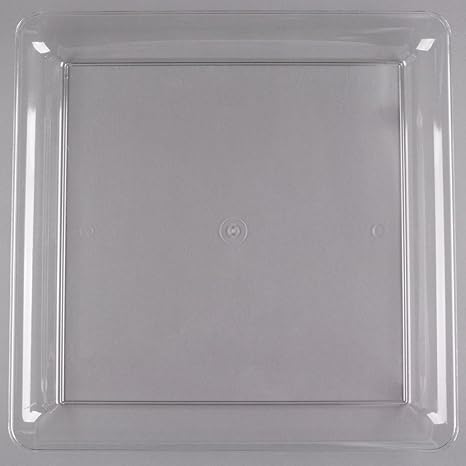 Juego de 2 bandejas cuadradas de plástico duro extra grandes, plato de plástico para servir