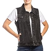 Innovative Design Group Women’s Denim Vest Vintage Button Front Sleeveless Waistcoat Wash Jean Jacket with Pockets S to 2XL