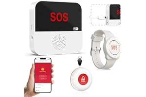 SANJIE WiFi Rechargeable Caregiver Pager Call Button Life Alert System for Seniors, Elderly & Disabled - 1 Emergency Button, 1 Watch Button, 1 Receiver (2.4GHz WiFi)