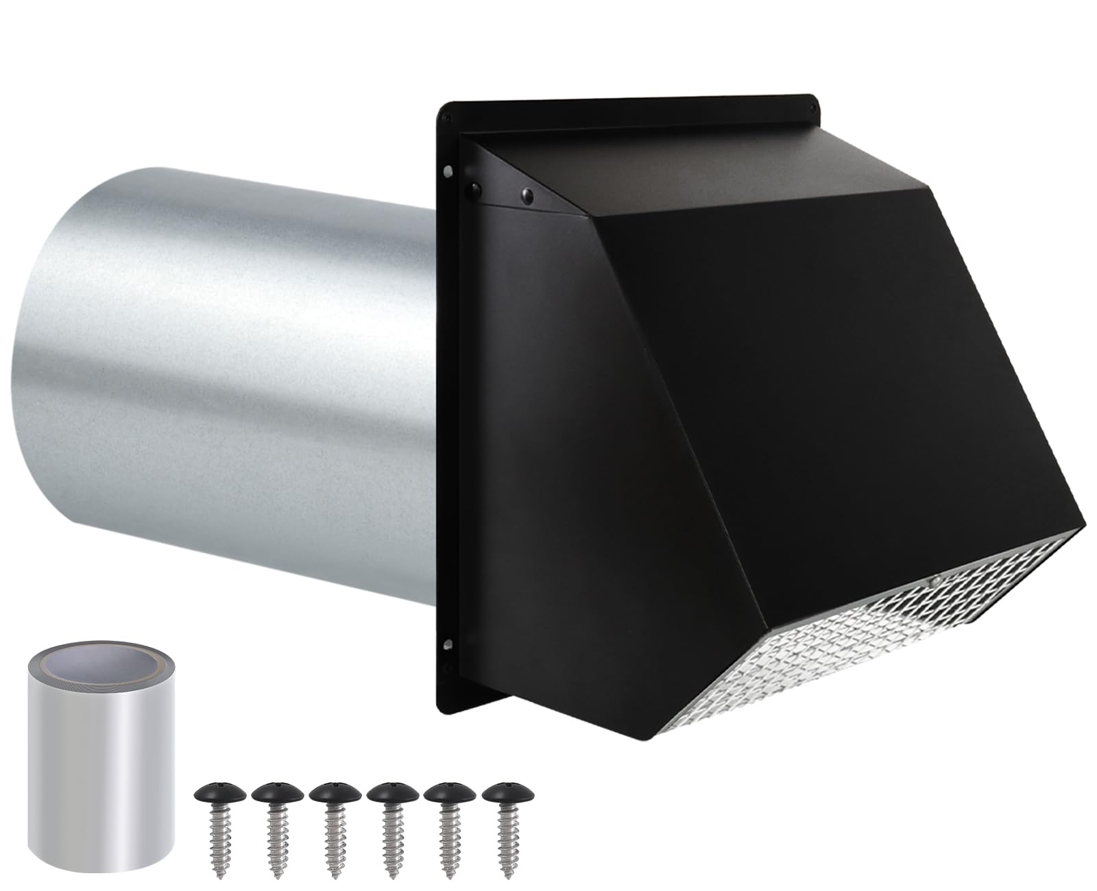 Photo 1 of 3 Inch Dryer Vent Cover Wall Vent Hood with Screen and Damper,Outdoor Dryer Vent Covers Outside Exhaust Vent Cover for Duct Air Ventilation,Wall Mount Extractor Vent Cap,Galvanized Steel,Black