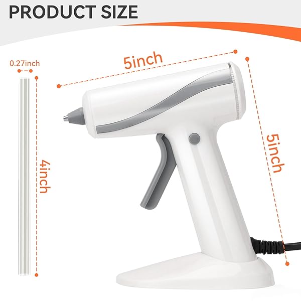 KRIGHTLINK HOT GLUE GUN KIT WITH 30 GLUE STICKS, FAST PREHEATING HOT MELT, 20W PRECISION NOZZLE HIGH TEMP FOR SCHOOL CRAFTS DIY ARTS AND HOME REPAIRS (WHITE GLUE GUN)