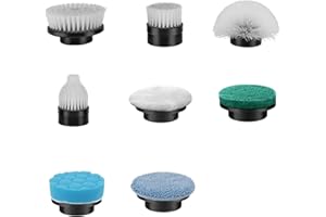 Qimedo Replacement Brush Heads for Electric Spin Scrubber, 8-in-1 Waterproof Brush Head Set for Qimedo, Leebein, Keimi, Alloy
