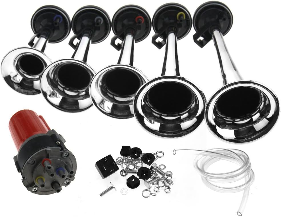 5 Trumpet Musical Air Horns Set ABS 150DB For Car Truck Boat