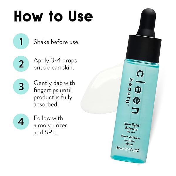 CLEEN BEAUTY BLUE LIGHT DEFENSE SERUM | FACIAL SERUM WITH BLUE LIGHT PROTECTION COMPLEX | FACE SERUM FOR WOMEN | SERUM FOR FACE – PARABEN FREE | SKINCARE PRODUCTS FOR FACE | HYDRATING SERUM | 1 FL OZ