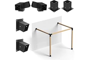 Aukivon 2-Pack Pergola Bracket Kit, 15° Slanted Roof Wall Mount 3-Way Pergola Kit with Post Base, Easy Installation for 4''x4'' Wooden Beams, Ideal for Gazebos, Patio Pergolas, Log Cabin