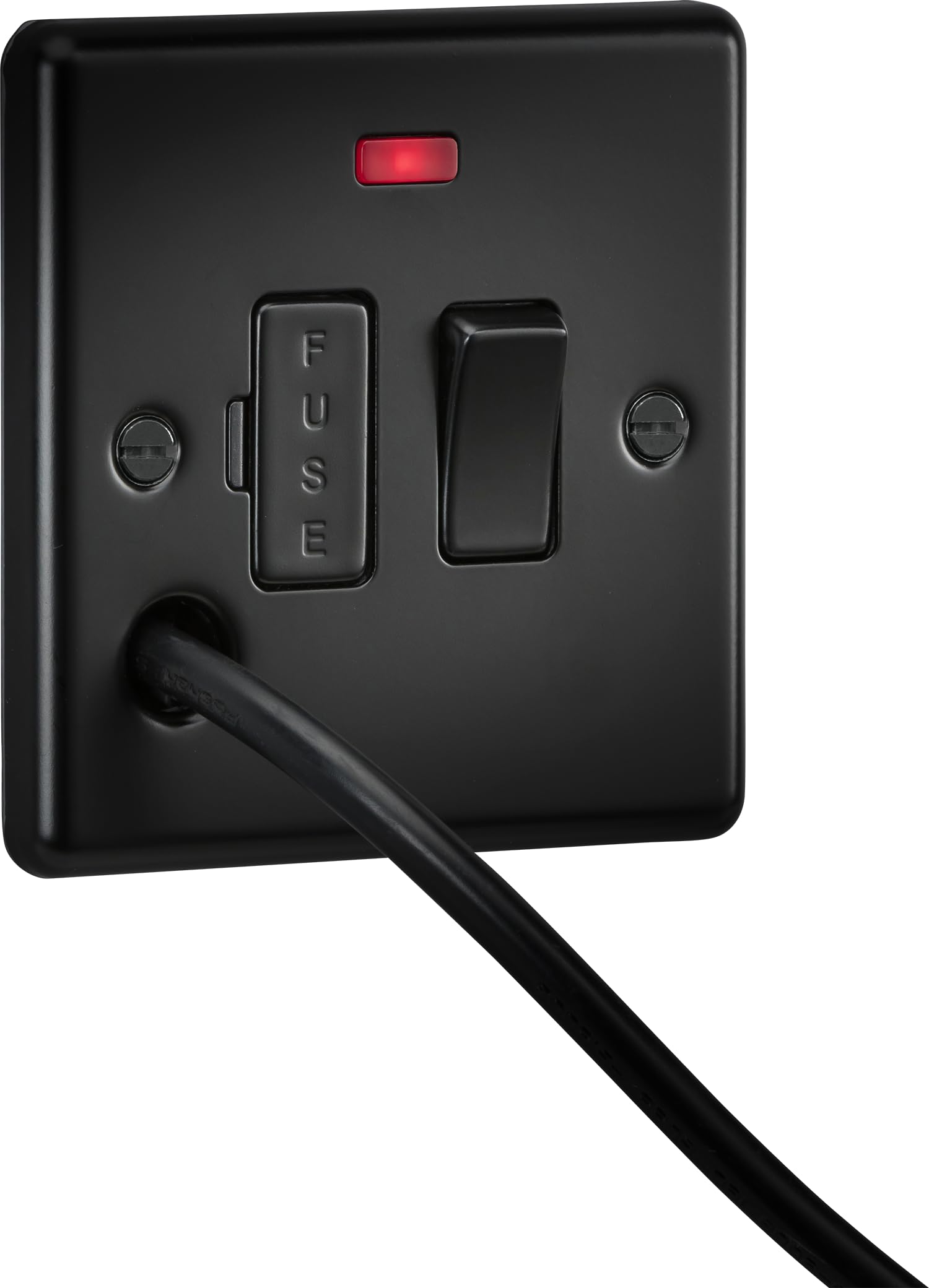 Knightsbridge 13A Switched Fused Spur Unit with Neon & Flex Outlet - Matt Black