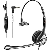Wantek Phone Headset with Microphone Noise Cancelling, Telephone Headsets 2.5mm Jack Work for Panasonic AT&T ML17929 Vtech RCA Cisco Uniden Polycom Grandstream Home Office Cordless Phones(F600J25P)