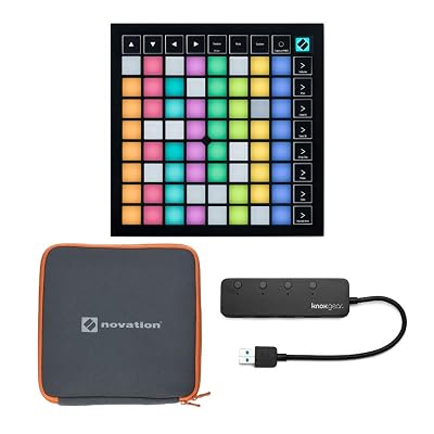 Novation Launchpad X Grid Controller Bundle with Launchpad Case and 3.0 4 Port USB Hub (3 Items)