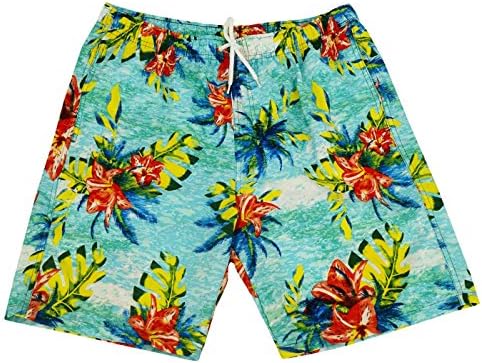 Males Lightweight Swim Trunks Beachwear Swim Water Floras Beach Shorts Quick Dry Boardshorts Bathing Suit Pants with Mesh Lining and Pockets XL