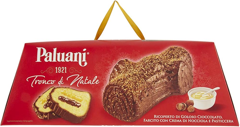 Tronco di natale paluani ricoperto di cioccolato  ripieno con crema di nocciola e crema pasticciera B017Q9KUR0