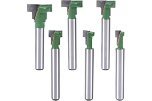 6pcs Keyhole Router Bit Set, 1/4" Shank T Slot Router Bit with Blade Diameter 1/4, 5/16, 3/8, 9/16, 1/2, 5/8 Inch Woodworking