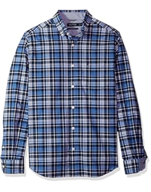 Men's Ls Wrinkle Resistant Stretch Poplin Plaid Button Down Shirt