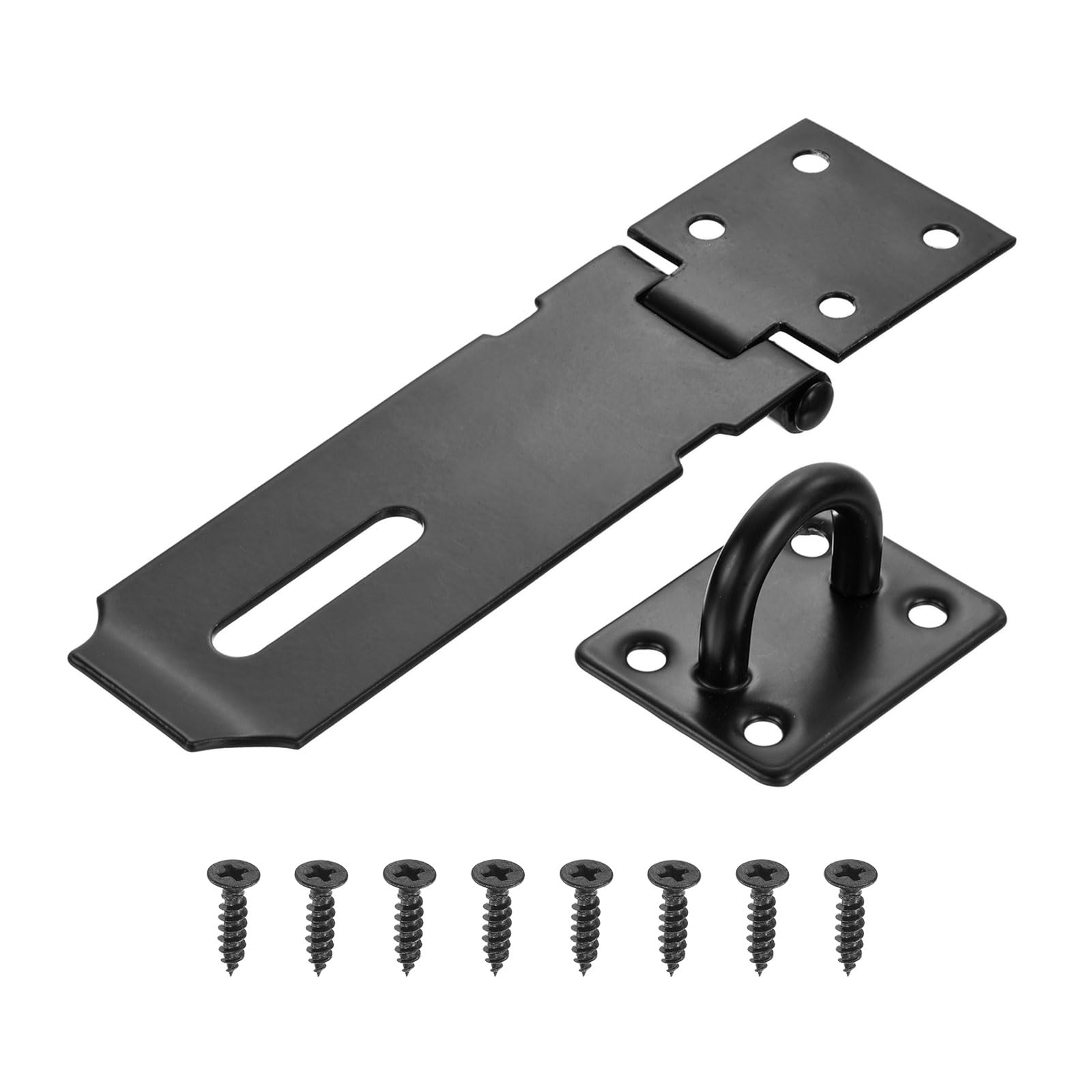 PATIKIL 4 Inch Door Hasp Latch, Stainless Steel Barn Door Security Padlock Hasp Lock Latch for Door Window Drawer Toolbox Garage, Black