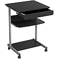 Yaheetech Mobile Computer Desk Cart, Small Rolling Laptop Desk PC Table Workstation with Drawer and Printer Shelf, Writing Desk Table for Small Space/Home Office