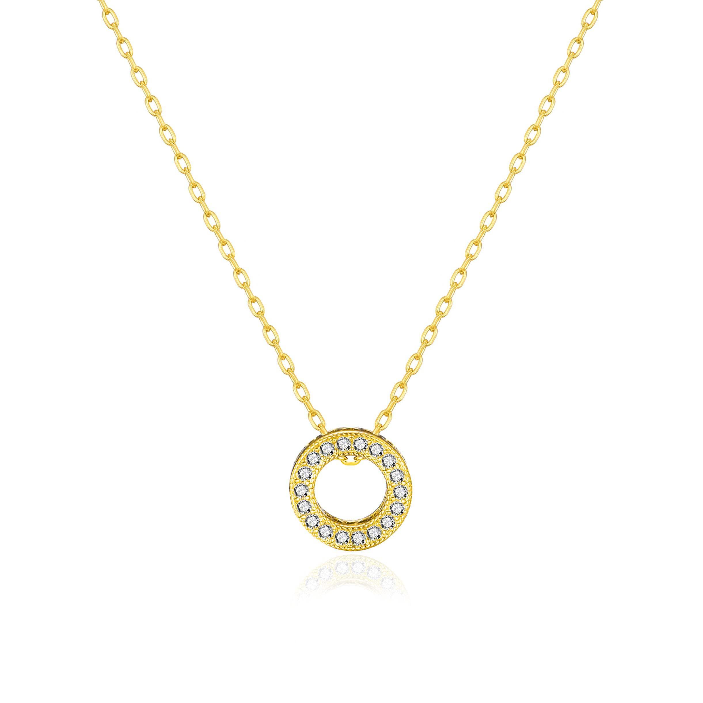Philip Jones 18k Gold Plated Circle of Life Necklace Created with Zircondia® Crystals
