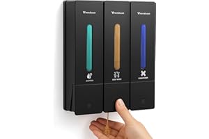 Shampoo and Conditioner Dispenser,Shower Dispenser 3 Chamber No Drill,Shower Soap Dispenser Wall Mounted for Bathroom Hotel w