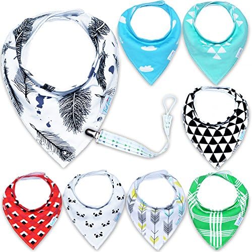 Baby Bandana Drool Bibs, Set 8-Pack for Drooling and Teething, Premium Quality for Boys And Girls, 100% Organic Cotton, Soft and Absorbent Hypoallergenic