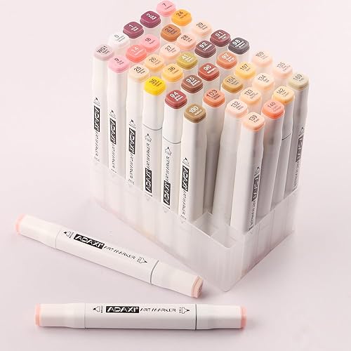 ADAXI 40 Colors Skin Tone Markers Dual Tip Marker Set, Alcohol
