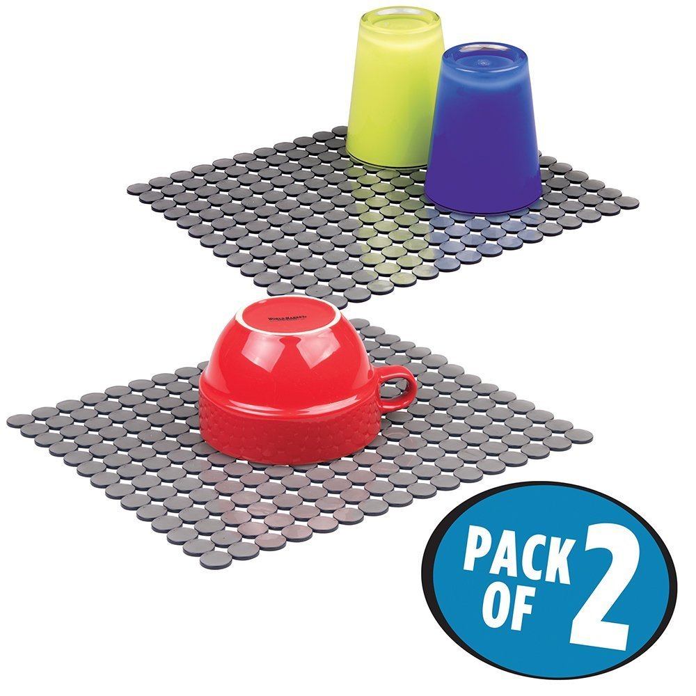 mDesign Juego de 2 alfombrillas para fregadero de plástico Escurridor