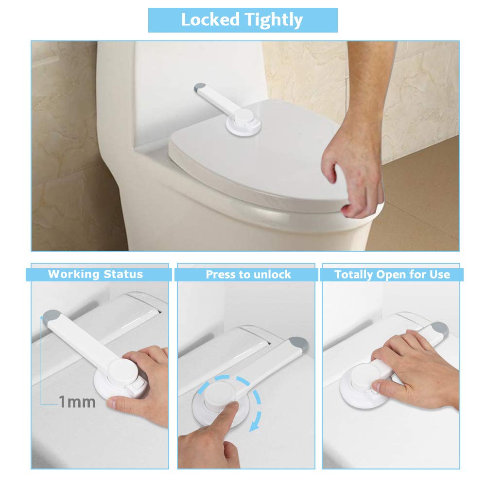 Toilet Seat Lock Child Safety, Toilet Bowl Locks Prevent Opening Toilet Cover, Universal Fit for Standard Flush Toilet, Easy to Install Petproof Toilet Lock, 2 Pack : Baby