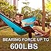 LATTCURE Double Camping Hammock, Lightweight Portable Hammock Parachute Nylon Fabric & 600LB High Capacity with 2 Adjustable Hanging Straps for Camping Backpacking Travel Beach Yard(Blue+Grey)