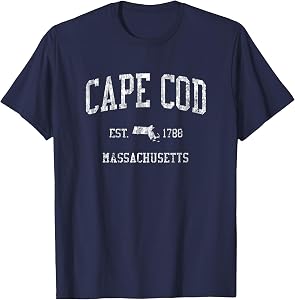 Cape Cod Massachusetts MA T-Shirt Vintage Sports Design Tee T-Shirt