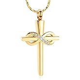 Imrsanl Infinity Love Cross Cremation Jewelry Ashes Religious Cross Urn Pendant Necklace for Women Men Pet Ashes Memorial Keepsake Jewelry