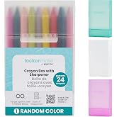 LockerMate Crayon Box with Sharpener Holds 24 Crayons, Assorted Color, Pack of 1