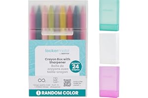 LockerMate Crayon Box with Sharpener Holds 24 Crayons, Assorted Color, Pack of 1