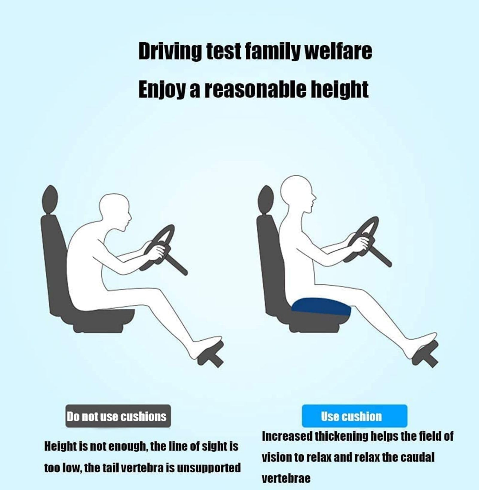 Adult Booster Seat Cushion, Car Seat Cushions for Short People/thick Office Chair Booster Seat Increase Field ​of View, for Trucks, Car, Office Chair, Home, Wheelchair,angle Lift Seat Cushion (grey)