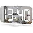 U-pick Digital Alarm Clock, 6.6" Large Mirrored LED Clock with Dual USB Charger Ports | Easy Snooze Function | 3 Adjustable B